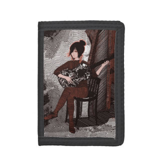 Girl with guitar tri-fold wallet