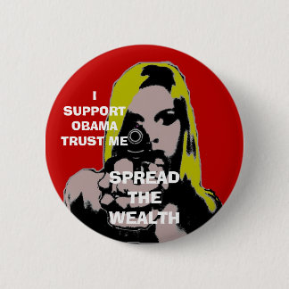 girl with gun spread the wealth button