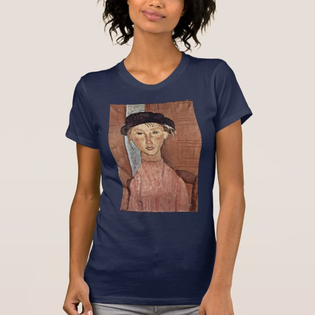 Girl With Hat By Modigliani Amedeo T-Shirt (Front)