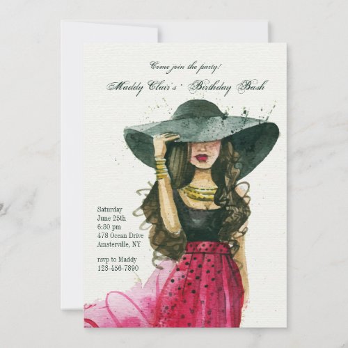 Girl With Hat Invitation