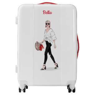 Girl with Hat Paris Fashion Personalized Custom Luggage