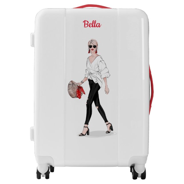 Girl with Hat Paris Fashion Personalized Custom  Luggage (Front)