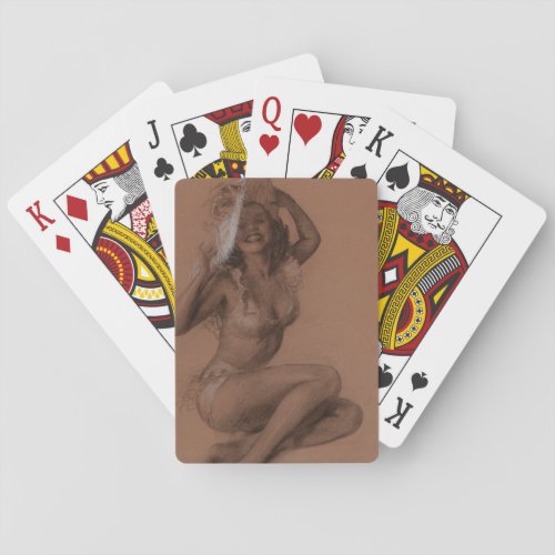 Girl with Hat Pin Up Art Playing Cards