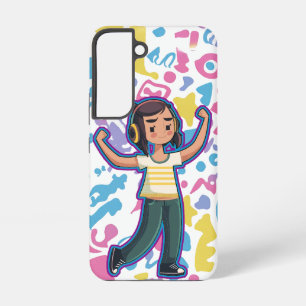 Girl with headphones flexing confident and relax samsung galaxy s22 case
