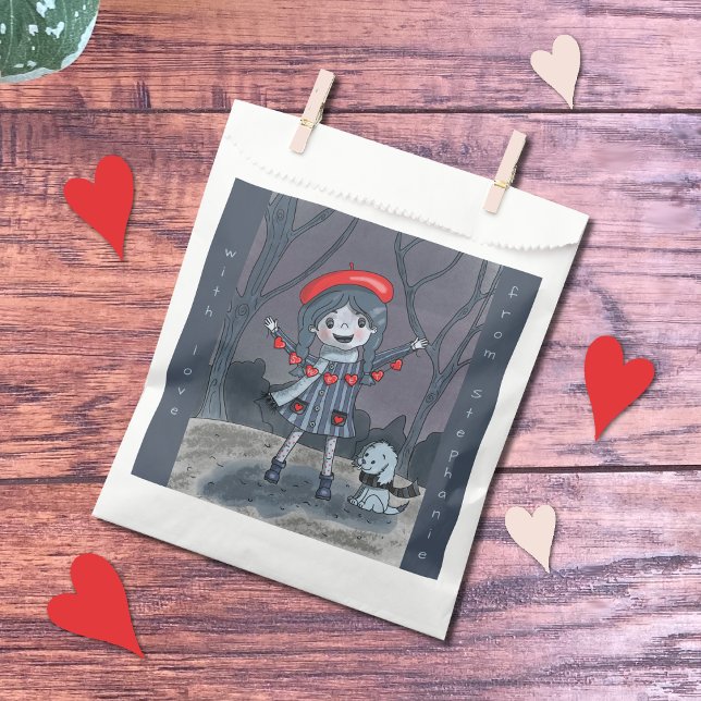 Girl with Heart Garland Valentine's Day Favor Bags (Creator Uploaded)