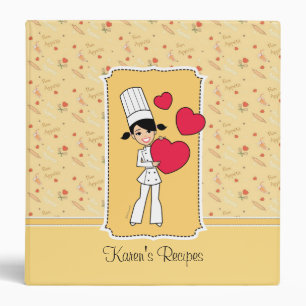 Girl with Hearts Motif - 3 Ring Binder