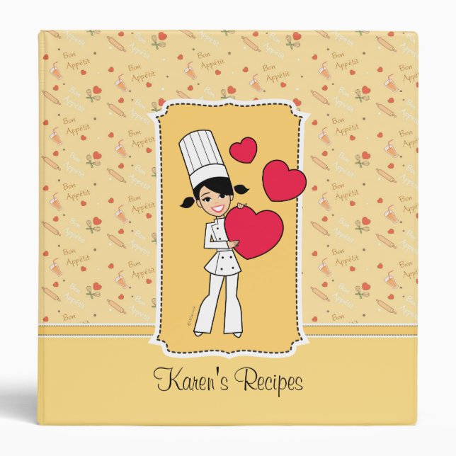 Girl with Hearts Motif - 3 Ring Binder (Front)