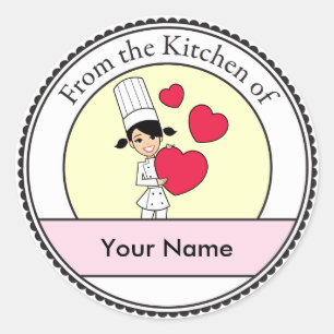 Girl with Hearts Motif - Classic Round Sticker