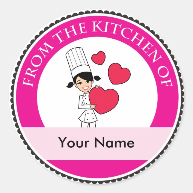Girl with Hearts Motif - Classic Round Sticker (Front)