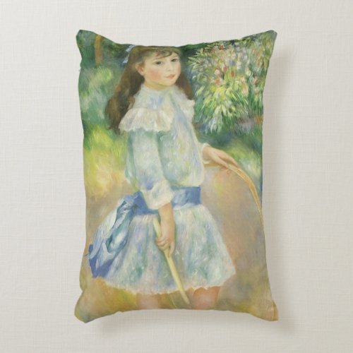 Girl with Hoop by Pierre Renoir Vintage Fine Art Accent Pillow