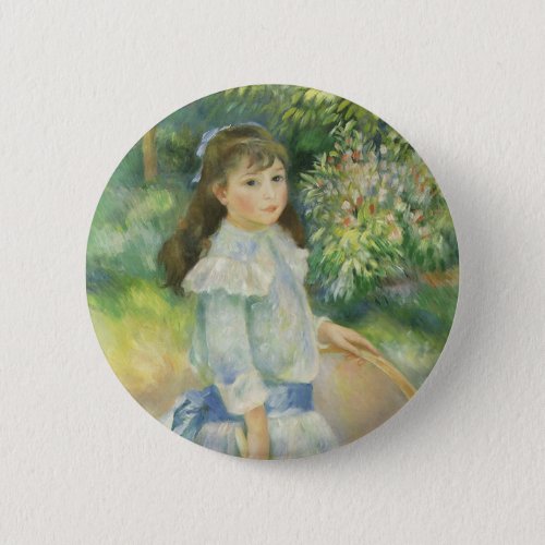 Girl with Hoop by Pierre Renoir Vintage Fine Art Button