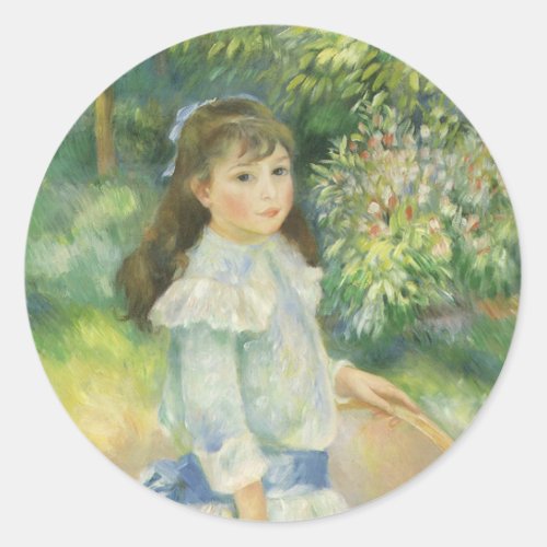 Girl with Hoop by Pierre Renoir Vintage Fine Art Classic Round Sticker