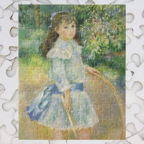 Girl with Hoop by Pierre Renoir Vintage Fine Art Jigsaw Puzzle