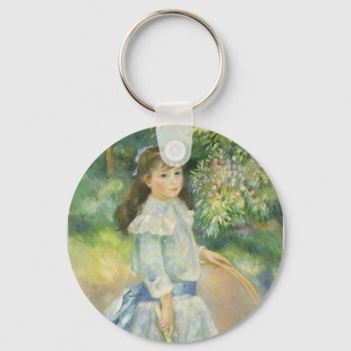 Girl with Hoop by Pierre Renoir Vintage Fine Art Keychain