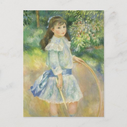 Girl with Hoop by Pierre Renoir Vintage Fine Art Postcard