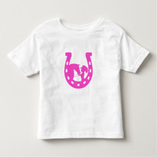 Girl with Horse and Western Hat Hot Pink Horseshoe Toddler T-shirt