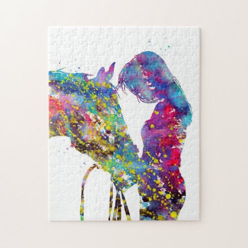 Girl With Horse Colorful Jigsaw Puzzle