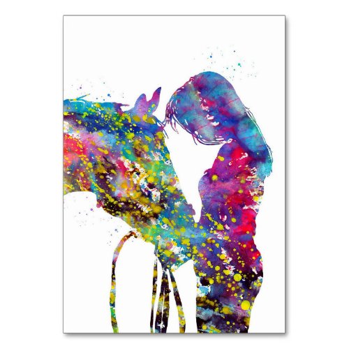 Girl With Horse Colorful Table Number
