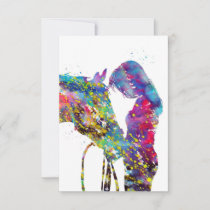 Girl With Horse Colorful Thank You Card