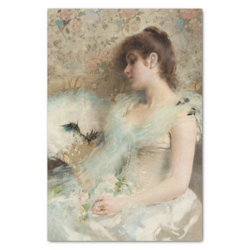 Girl With Hummingbirds by Vittorio Matteo Corcos Tissue Paper