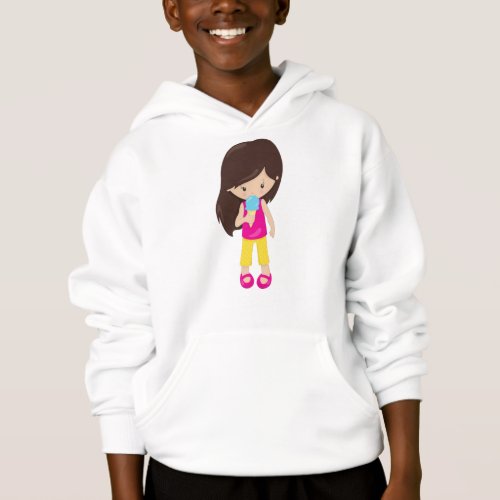 Girl With Ice Cream Brown Hair Cute Girl Hoodie