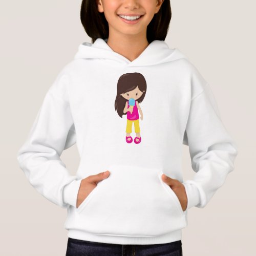 Girl With Ice Cream Brown Hair Cute Girl Hoodie