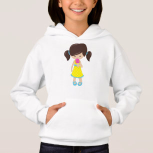 Girl With Ice Cream, Cute Girl, Brown Hair Hoodie