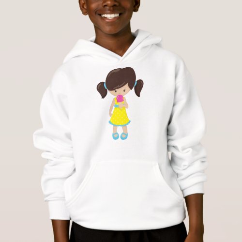 Girl With Ice Cream Cute Girl Brown Hair Hoodie