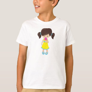 Girl With Ice Cream, Cute Girl, Brown Hair T-Shirt