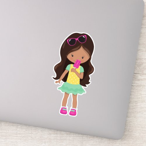 Girl With Ice Cream Latina Girl Cute Girl Dress Sticker