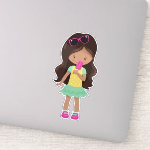 Girl With Ice Cream Latina Girl Cute Girl Dress Sticker