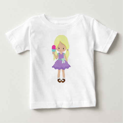 Girl With Ice Cream Little Girl Blonde Hair Baby T_Shirt