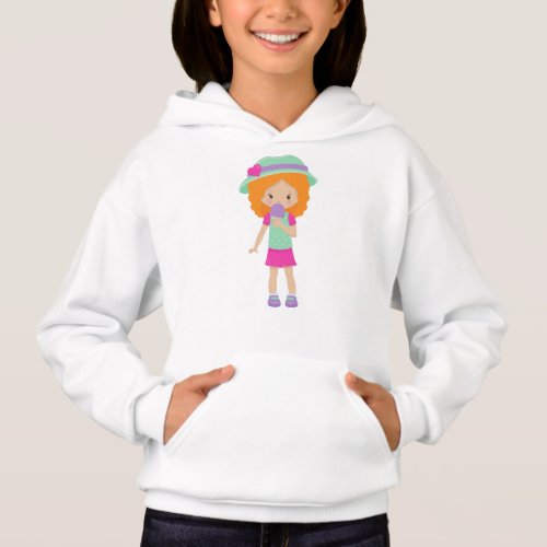 Girl With Ice Cream Little Girl Orange Hair Hoodie