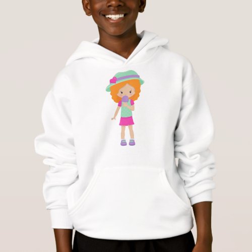 Girl With Ice Cream Little Girl Orange Hair Hoodie