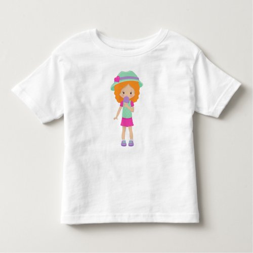 Girl With Ice Cream Little Girl Orange Hair Toddler T_shirt