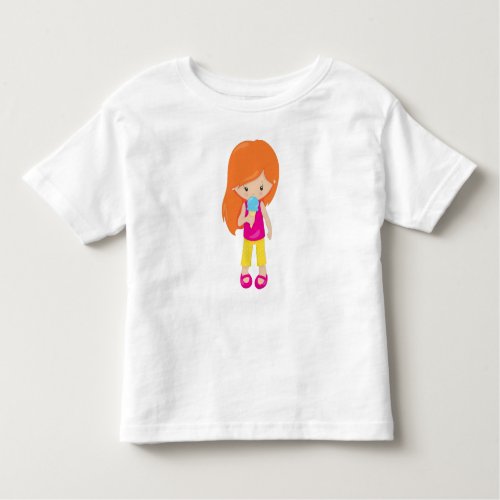 Girl With Ice Cream Orange Hair Cute Girl Toddler T_shirt