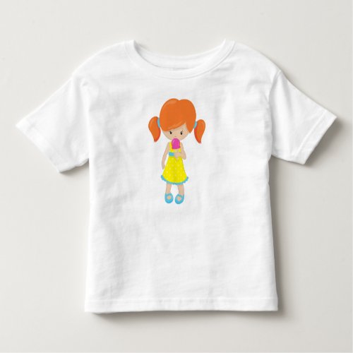 Girl With Ice Cream Orange Hair Cute Girl Toddler T_shirt