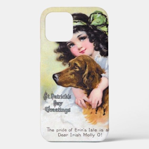 Girl with Irish Setter Dog Saint Patricks Day iPhone 12 Case