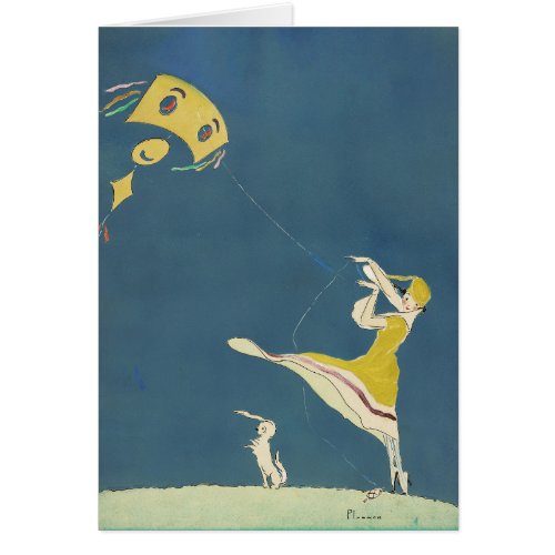 Girl with kite and dog 1917