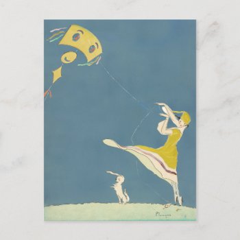 Girl With Kite And Dog Postcard by HTMimages at Zazzle