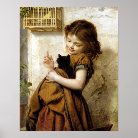 Girl With Kitten Sophie Anderson Poster