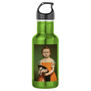 Girl with Kitten, William Thompson Bartoll Stainless Steel Water Bottle
