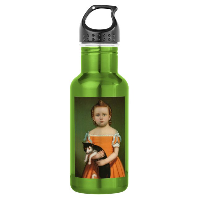 Girl with Kitten, William Thompson Bartoll Stainless Steel Water Bottle (Front)