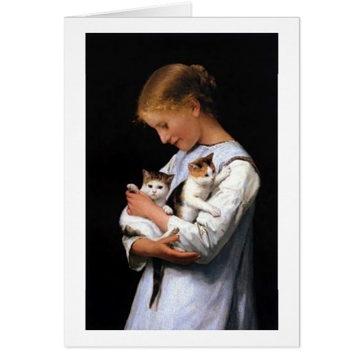 Girl with Kittens, Albert Anker Cards (Front)