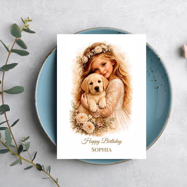 Girl With Labrador Puppy Card (Creator Uploaded)