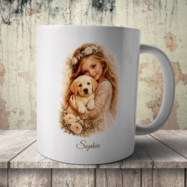 Girl With Labrador Puppy Coffee Mug (Creator Uploaded)