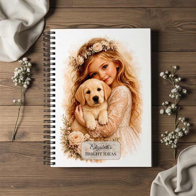 Girl With Labrador Puppy Notebook (Creator Uploaded)