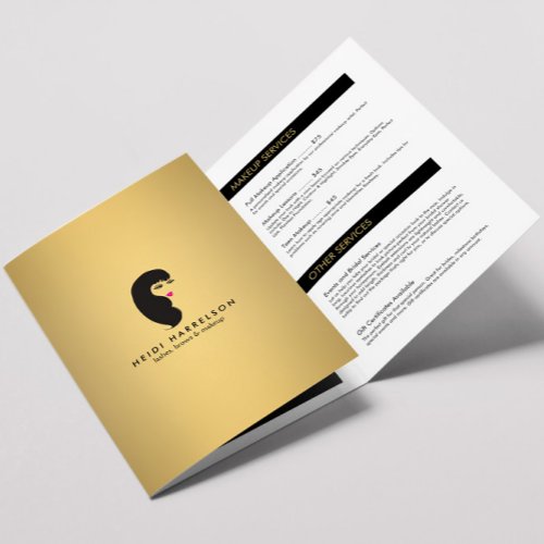 Girl with Lashes Faux Gold Salon Brochure