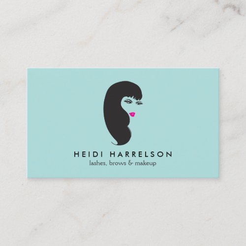 Girl with Lashes on Aqua Beauty Business Card