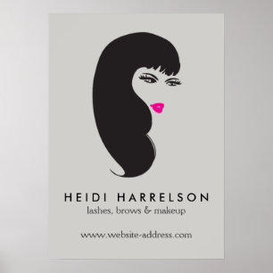 Girl with Lashes on Lt Gray Beauty Poster